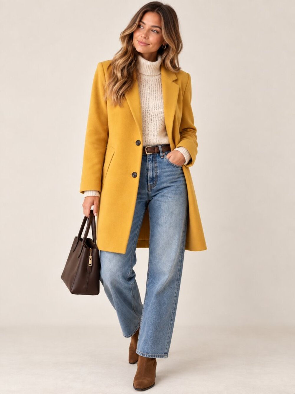 H&M Mustard Yellow Longline Blazer Coat M Fall Academia Dopamine Dressing